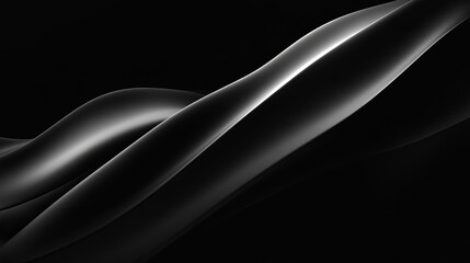 Abstract grayscale image featuring smooth, flowing, dark curves on a black background, creating a sense of movement and depth