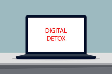 Laptop displaying digital detox message promoting a break from internet and social media