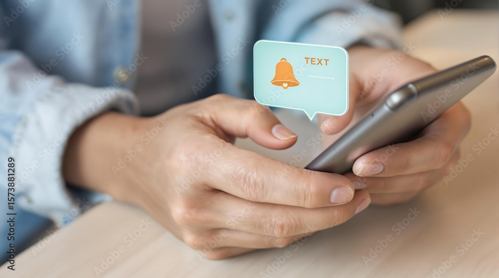 Poster new text message notification on smartphone mobile phone device technology communication digital med