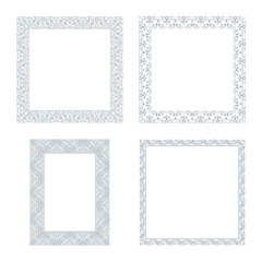 Set of decorative frames Elegant vector element for design in Eastern style, place for text. Floral gray and white borders. Lace illustration for invitations and greeting cards
