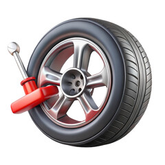 Obraz premium 3d tire with lug wrench isolated on transparent background
