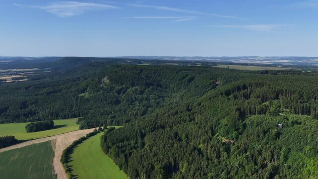 Hřebeč mining footpaths and Mladějov Railway from the Sky with views to the country of Bohemian-Moravian Borderlands