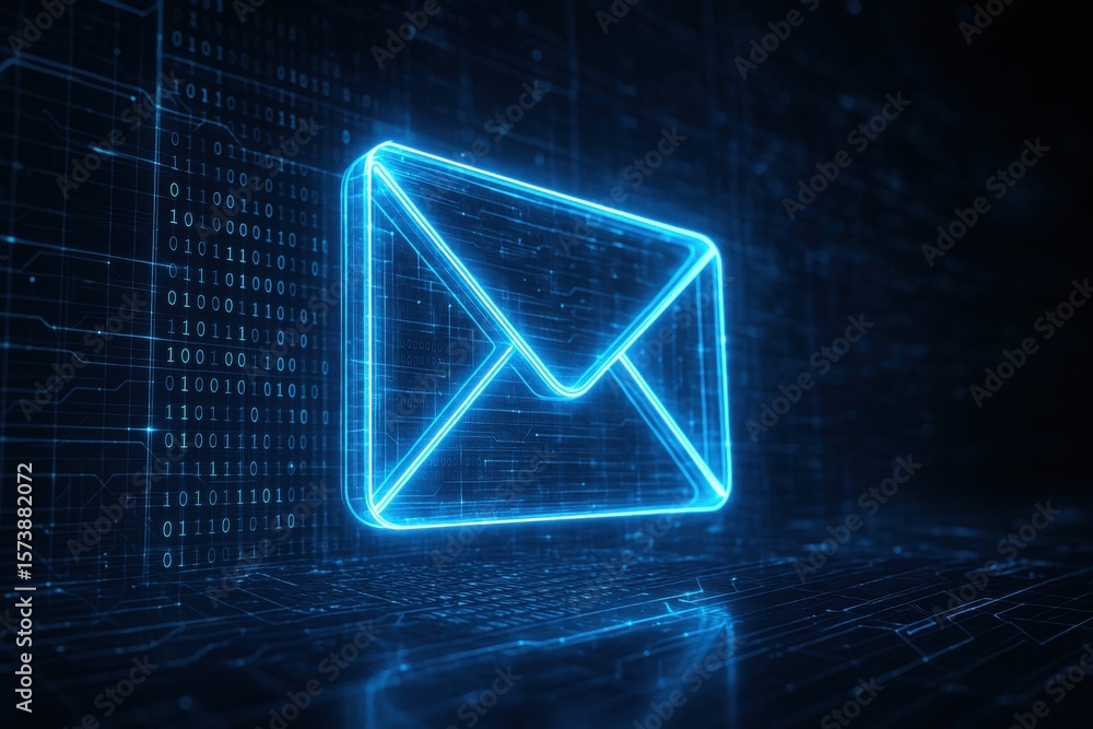 Poster digital envelope: a captivating visual of a glowing digital envelope, representing the modern realm 