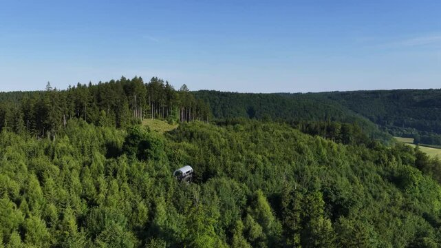 Hřebeč mining footpaths and Mladějov Railway from the Sky with views to the country of Bohemian-Moravian Borderlands
