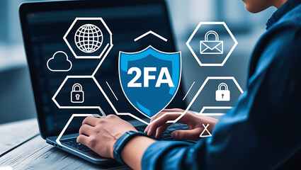 2FA and MFA Authentication Icons Representing Strong Data Security and Identity Verification

