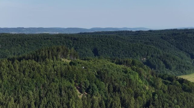 Hřebeč mining footpaths and Mladějov Railway from the Sky with views to the country of Bohemian-Moravian Borderlands