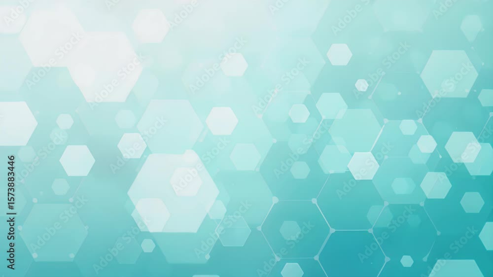 Poster abstract hexagon network: dynamic teal & white geometric background animation