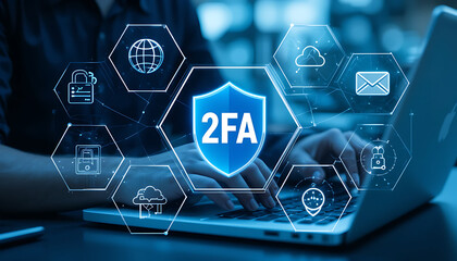 2FA and MFA Authentication Icons Representing Strong Data Security and Identity Verification

