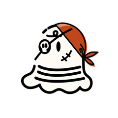 可愛い海賊のお化けのハロウィンイラスト/Cute Pirate Ghost Halloween Illustration