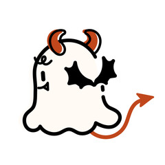 可愛い悪魔のお化けのハロウィンイラスト/Cute Devil Ghost Halloween Illustration