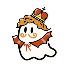 可愛い王様お化けのハロウィンイラスト/Cute King Ghost Halloween Illustration