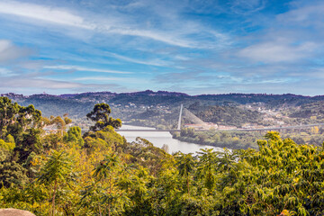 Landscape of Coimbra, Portugal and river Mondego