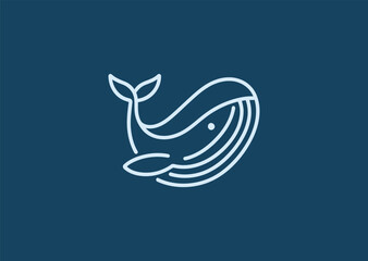 Abstract whale line logo for calm, ocean, or eco-friendly branding.