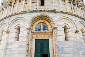 Detailed Portal of the Baptistery of St. John in Pisa, Italy