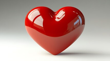 Glossy red heart shape on a plain background.
