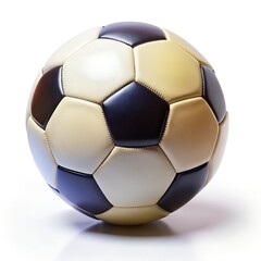 Minimalist close-up of a classic black and white soccer ball featuring a traditional pentagon and hexagon pattern, isolated on white background