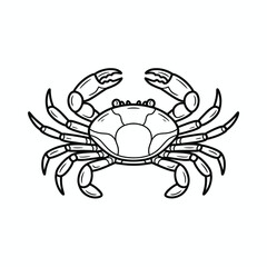 Simple Black and White Crab Illustration for Coloring or Design