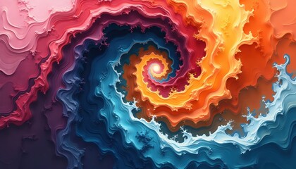 Abstract spiral vortex of neon colors swirling in 3D style