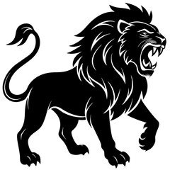 Roaring Lion Silhouette – Full Body Jungle Animal Vector