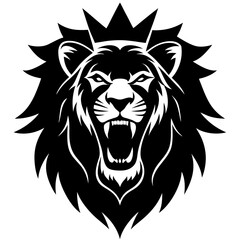 Roaring Lion Silhouette Vector – Bold Jungle Animal Head