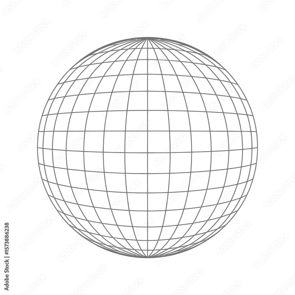Poster wireframe globe grid sphere on white background for design element