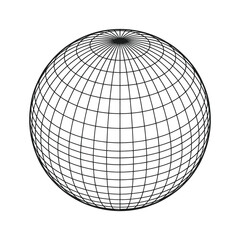 Wireframe Sphere Globe Grid in Black and White Minimalist Style