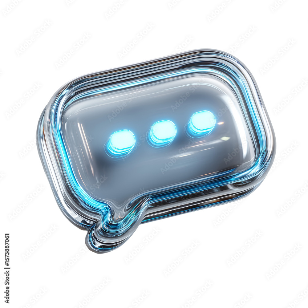 Poster glowing chat bubble communication message icon digital design element isolated on transparent backgr