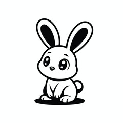 Cute Cartoon Rabbit Illustration with Big Eyes and Long Ears