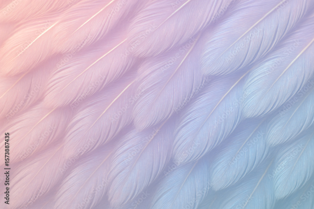 Poster stylish feather texture: soft pastel gradient background for art and designa close-up of beautiful f