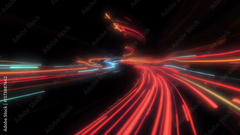 Poster dynamic light trails: abstract speeding through digital space