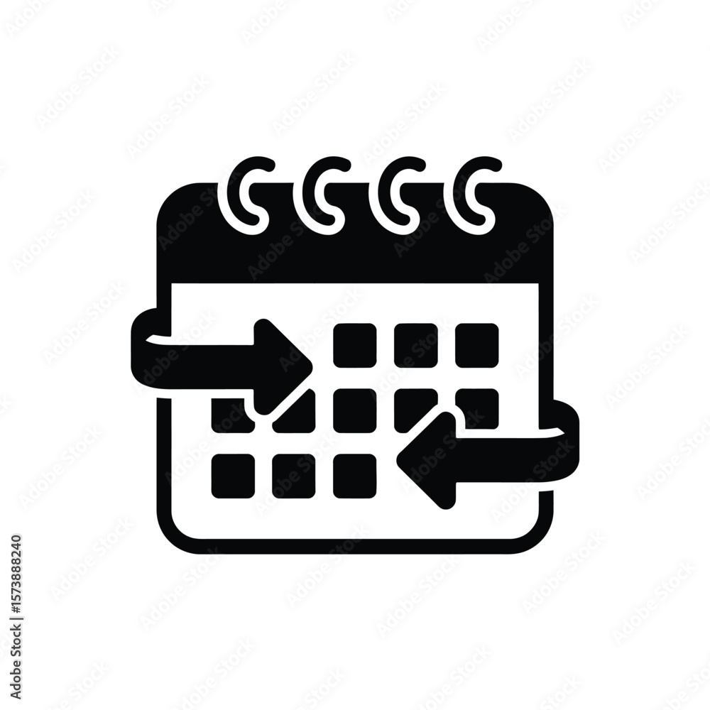 Poster calendar with arrows icon representing scheduling recurring events or reminders
