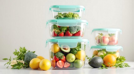 Fresh produce in storage containers food prep healthy eating meal prep organization kitchen storage solutions