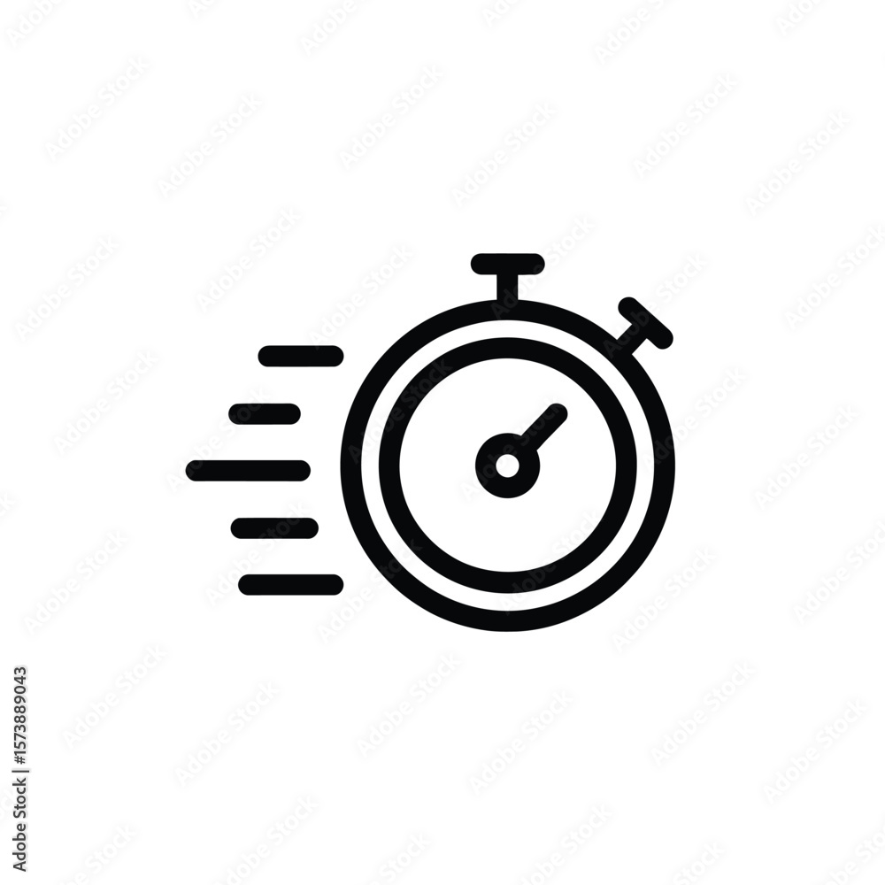 Poster stopwatch icon representing speed urgency time management and efficiency