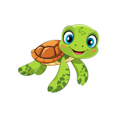 Fototapeta premium Cute sea turtle cartoon isolated on white background