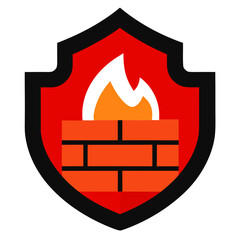 Shield With Firewall Protection Icon