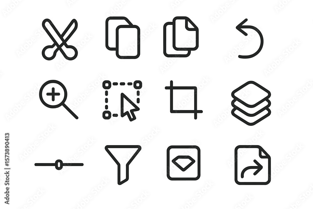 Poster minimalist editing icons set on gradient background