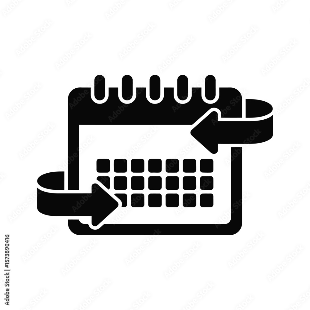 Poster recurring event calendar icon with arrows for scheduling and reminders