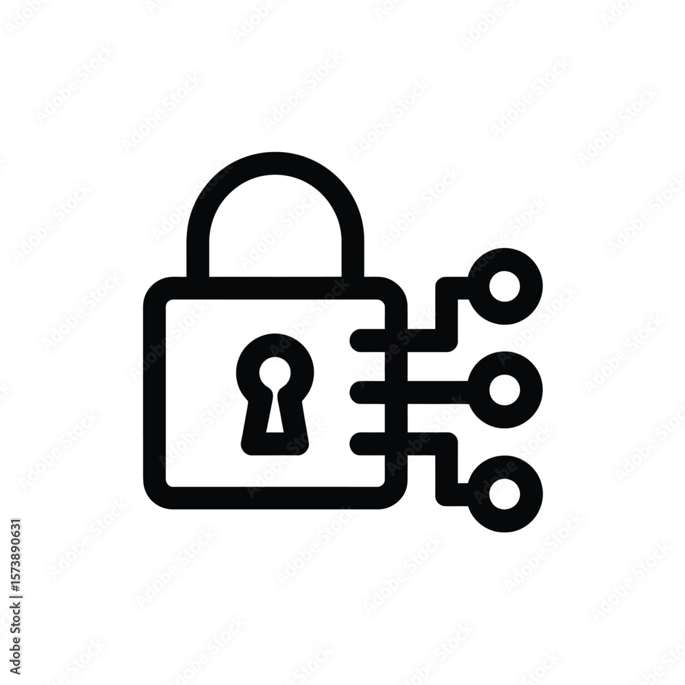 Poster secure network connection icon representing cybersecurity and data protection