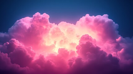 Vibrant pink and yellow clouds against a dark blue sky.