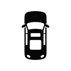Car Top View Icon Illustration in Black and White Simple Design