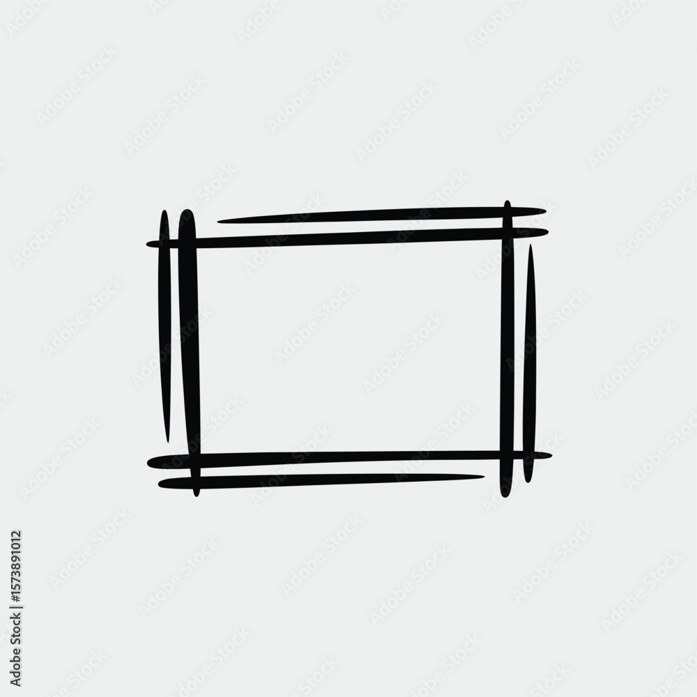 Poster hand drawn rectangular frame with rough edges on white background