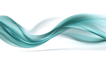 Teal abstract wave design on a white background.