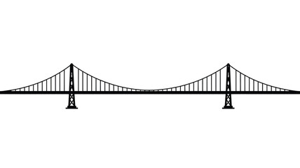 Minimalist Black and White Bridge Illustration on a Clean White Background