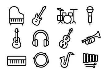 Obraz premium Minimalist music instruments icon set for creative designs