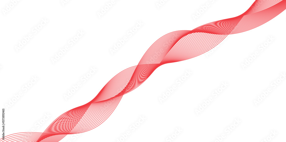 Poster abstract wavy red stream element for design on transparent background isolated. red lines vector ill