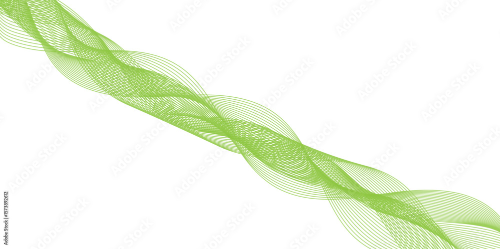 Poster abstract vector background with green wavy lines. green wave background. design element for technolo