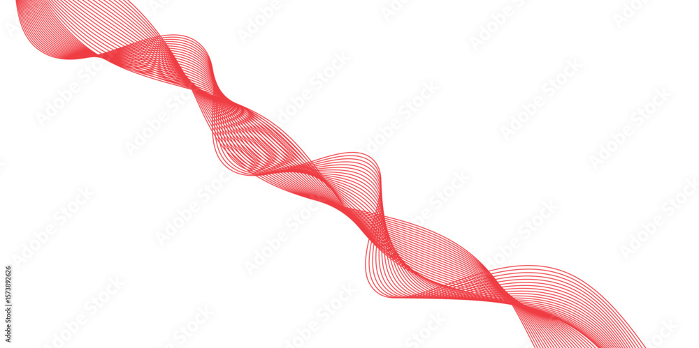 Poster abstract wavy red stream element for design on transparent background isolated. red lines vector ill