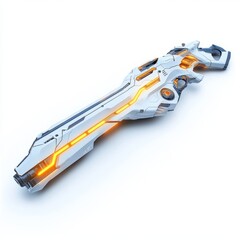 Futuristic sci fi weapon concept design rendering isolated on white background gaming asset illustration