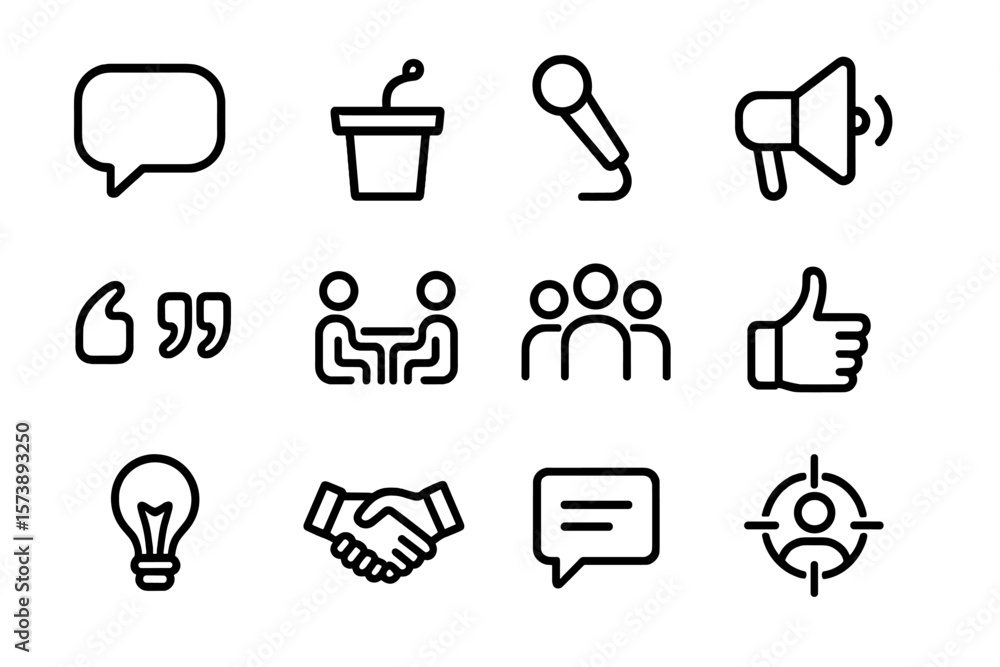 Poster minimalist icons for communication and networking: dark background