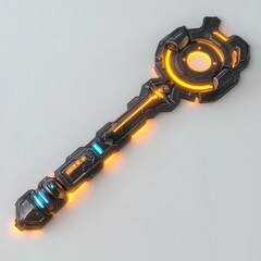 Futuristic glowing staff weapon concept art design for games and sci fi projects resource item asset